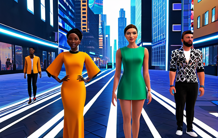 **

"A vibrant Metaverse fashion show with avatars interacting and chatting, fully clothed in diverse, stylish, digital outfits. Background features a futuristic cityscape. Safe for work, appropriate content, perfect anatomy, natural proportions, professional, high quality, family-friendly, modest."

**
