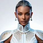 Home 11 가상 패션쇼에 적합한 아바타 스타일링 - **Prompt 1: Unique Digital Haute Couture Avatar**
A highly detailed, fashion-forward female avat...