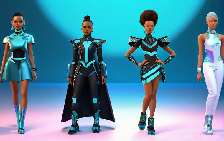 가상 패션쇼에 적합한 아바타 스타일링 - **Prompt 1: Unique Digital Haute Couture Avatar**
    A highly detailed, fashion-forward female avat...