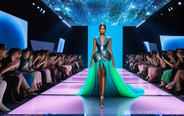 메타버스에서 유명 브랜드의 패션쇼 - **Prompt:** A futuristic and surreal fashion show taking place in a vibrant metaverse environment. F...